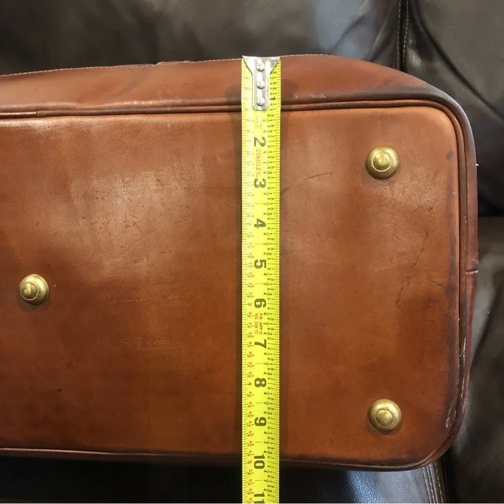 RALPH LAUREN Brown Green Top Handle Tartan Plaid Boston Duffle Travel Bag 55cm